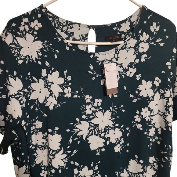 J. Jill Wearever Collection Emerald Green White Floral Midi Dress, Size XLT NEW - Picture 4 of 9